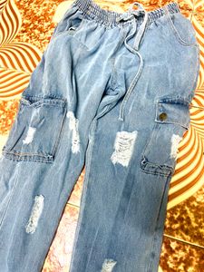Blue Denim Torn Jogger …. Few Times Use