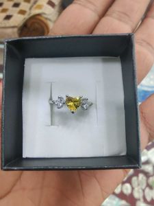 925 Sterling Silver Yellow Heart Ring