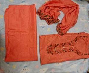 Pink Unstitched Dress Material