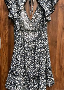 Urbanic Floral Tied Backless Frill Dress