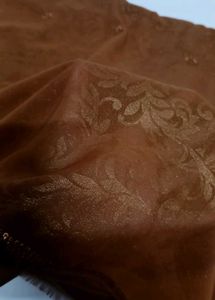 Coffee Brown Saree with Sequin Embroidery