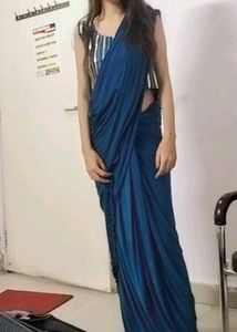 Elegant Blue Saree With Blouse