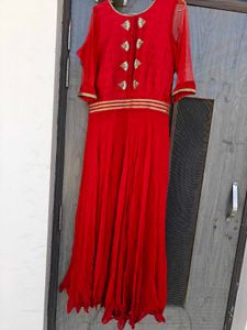 Red Stunning Gown With Duppatta