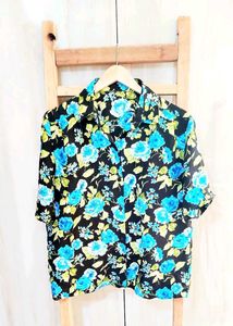 Blue Floral Print Shirt Size-42