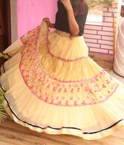 Golden Lahanga With Black Blouse