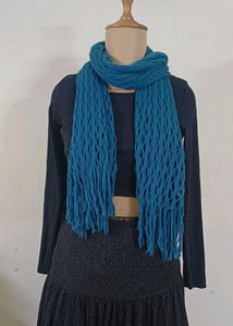Turquoise Blue Knit Scarf