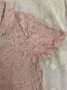 Dark Peach Colour Full Netted Collard Linning Top