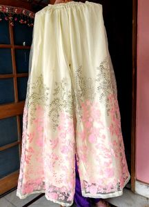 Designer Plazo Golden And Pink