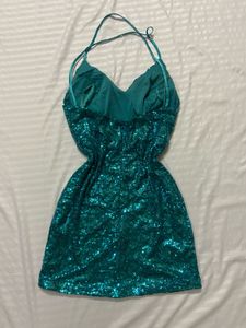 green sequined dress