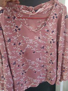 Beautiful Peach Colour Top With Flared Sleeves.