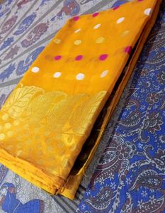 Yellow Polka Dot Saree