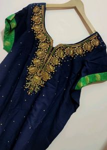 Blue Green Cotton Plazo Suit For Healthy Girl Or W