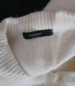 white knit sweater