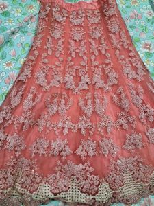 Peach Silver Embroidered Lehenga Choli