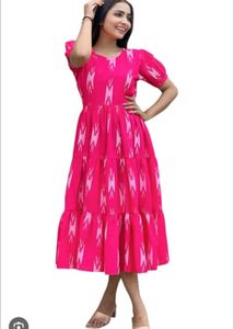 Pink Tiered Midi Dress