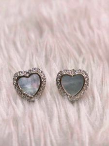Heart Stud Earrings 925 Silver Sterling