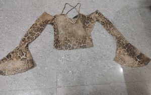Leopard Printed Sheer Y2k Top