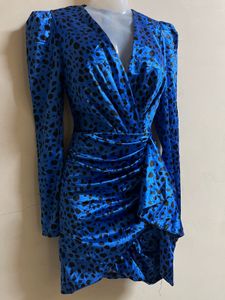 Blue Animal Print Mini Dress