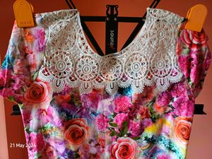 Blue Heart Floral Printed Top.