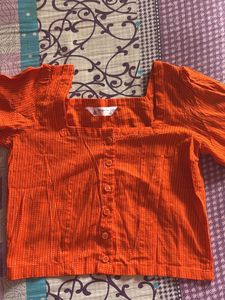 Orange Square Neck Top