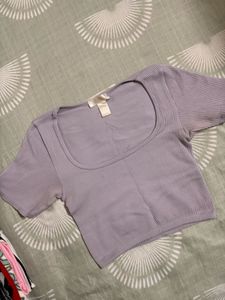 Lilac Ribbed Crop Top