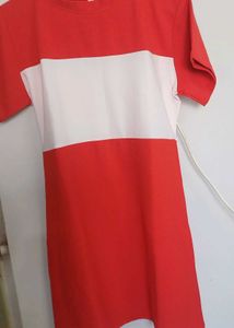 Red &amp; White Mini T-Shirt Dress