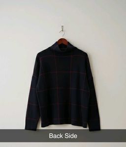 Navy Plaid Turtleneck Sweater-Brand New