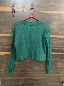 Green Floral Crop Top