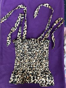 Leopard Print Tie Strap Top