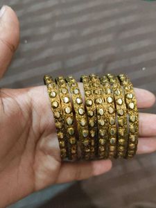 Golden Bangles - Set of 8