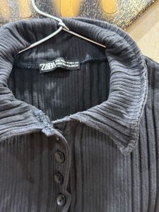 Zara Black Polo Top
