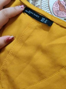 Zara Basic Peplum Top With Frilled Sleeves