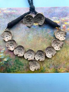 Antique Metal Lilypad Necklace Set