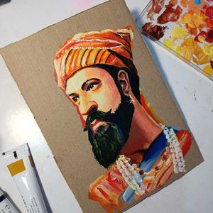 Sambhaji Maharaj Painting On Cardboard A5