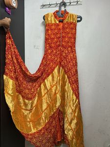 Orange &amp; Gold Patterned Dress