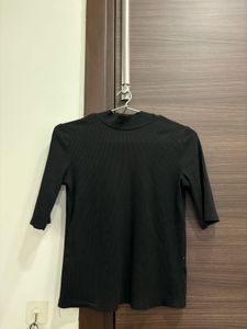 Shein Black Ribbed Top S