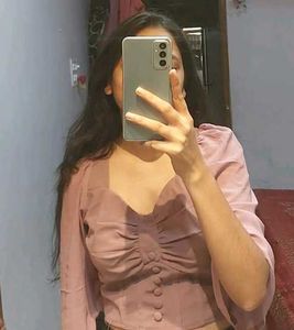 Mauve Puff Sleeve Corset Top