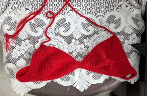 Red crochet bikini