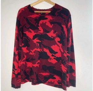 Y2K Long Sleeve Red Camo Top