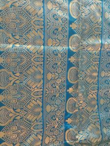 Blue & Gold Silk Fabric