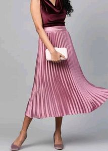 Pleated Satin Skirt
