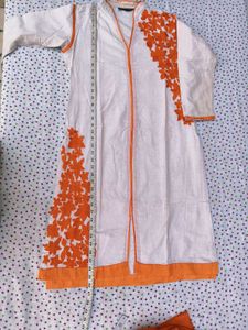 white and orange suit set