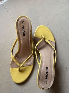 Mochi Yellow Thong Heel Sandals
