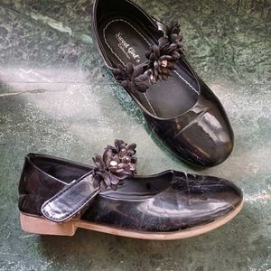 Black Party Velcro Shoes For Girl Children