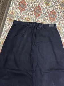 Vintage Black Denim Button-Front Long Skirt