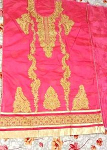 Elegant Pink Embroidered Kurta Set Without Stitch