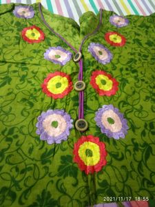 Pure Cotton Embroidered Peplum Top