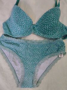 Cute Turquoise Heart Lingerie Set