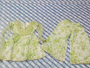 Cute Green Floral Dress Set