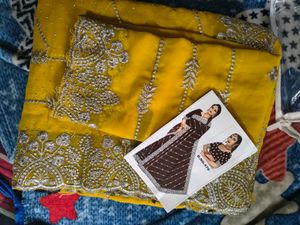 Georgette saree with seroski stone and silver work